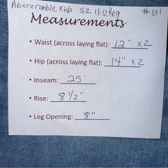 Abercrombie Kids Girls 11/12 Blue Patches Faded  High-Rise Flare Denim Unhemmed - Picture 6 of 6